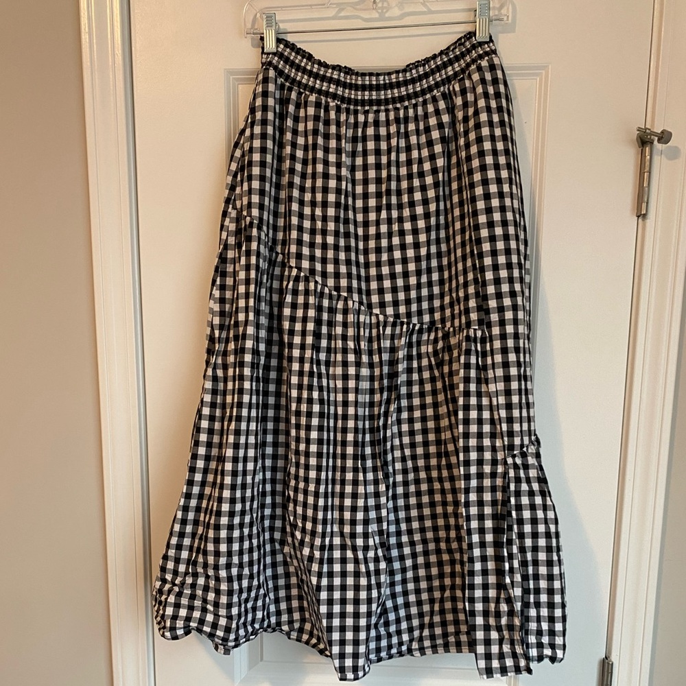Black & White Gingham Midi Skirt